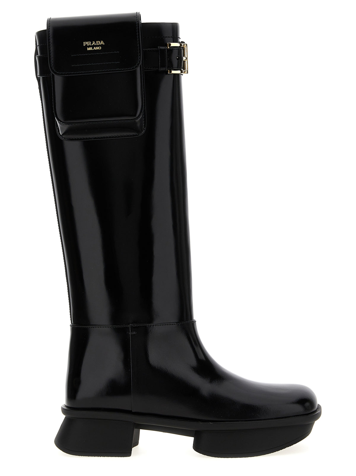 Prada Black Calfskin Over The Knee