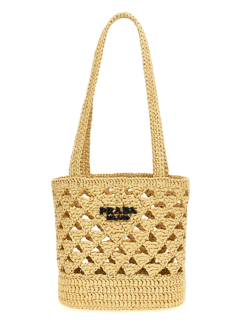 Prada Beige Viscose Handbag - Elegant Crochet Design