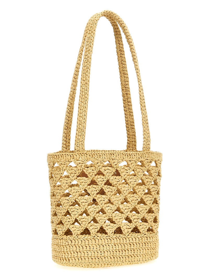 Prada Beige Viscose Handbag - Elegant Crochet Design