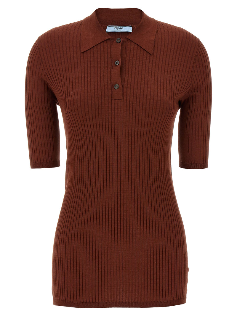 Prada Brown Cotton Polo Shirt - Stylish & Elegant