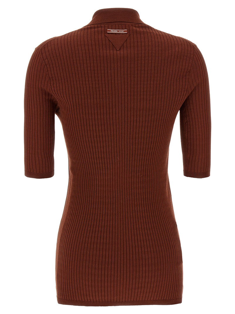 Prada Brown Cotton Polo Shirt - Stylish & Elegant