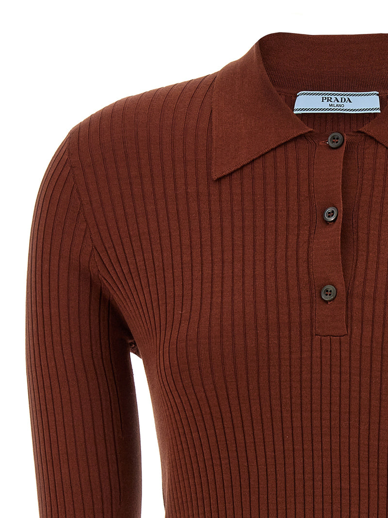 Prada Brown Cotton Polo Shirt - Stylish & Elegant