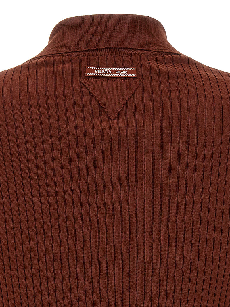 Prada Brown Cotton Polo Shirt - Stylish & Elegant