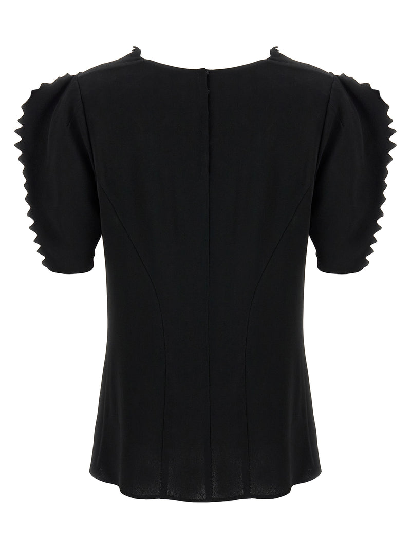 Prada Black Viscose Tank Top with Pleats and Balloon Sleeves