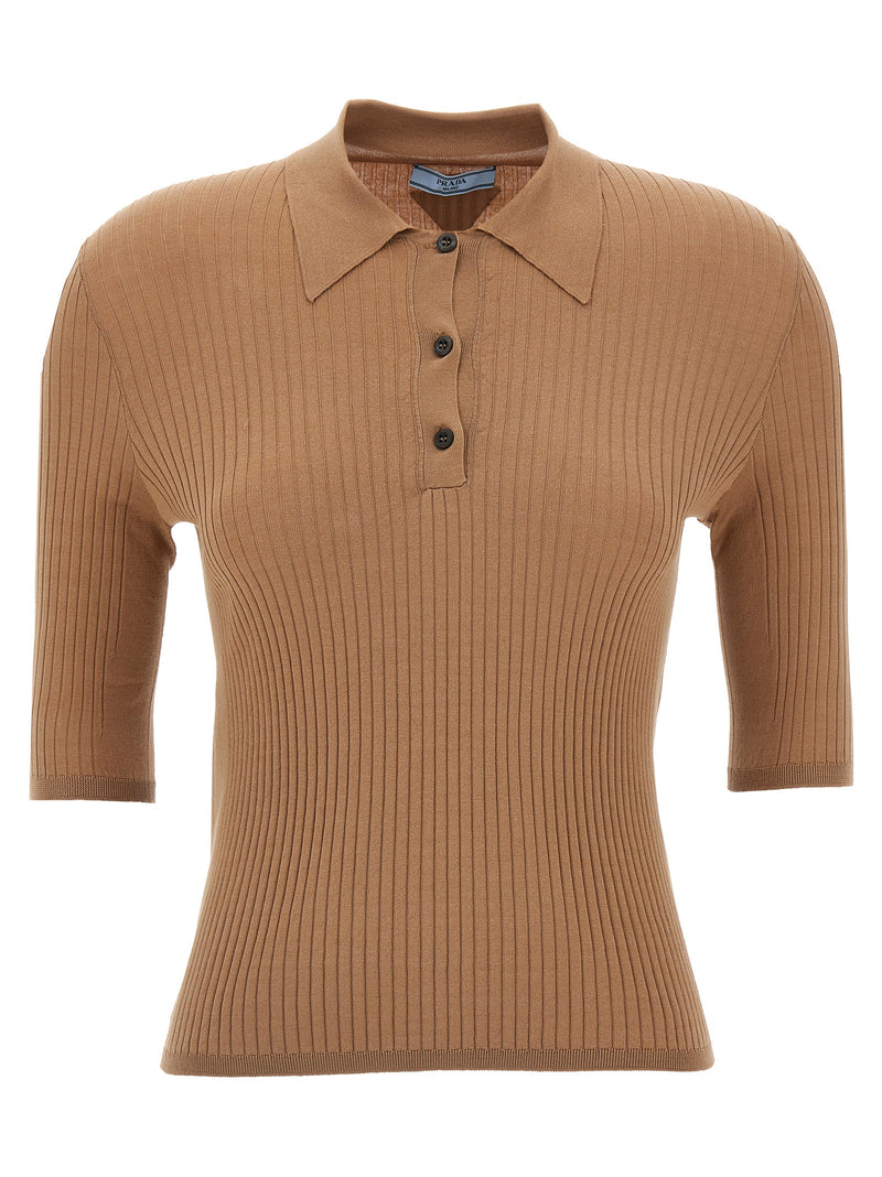 Prada Beige Cotton Polo Shirt - Luxury Women's Fashion