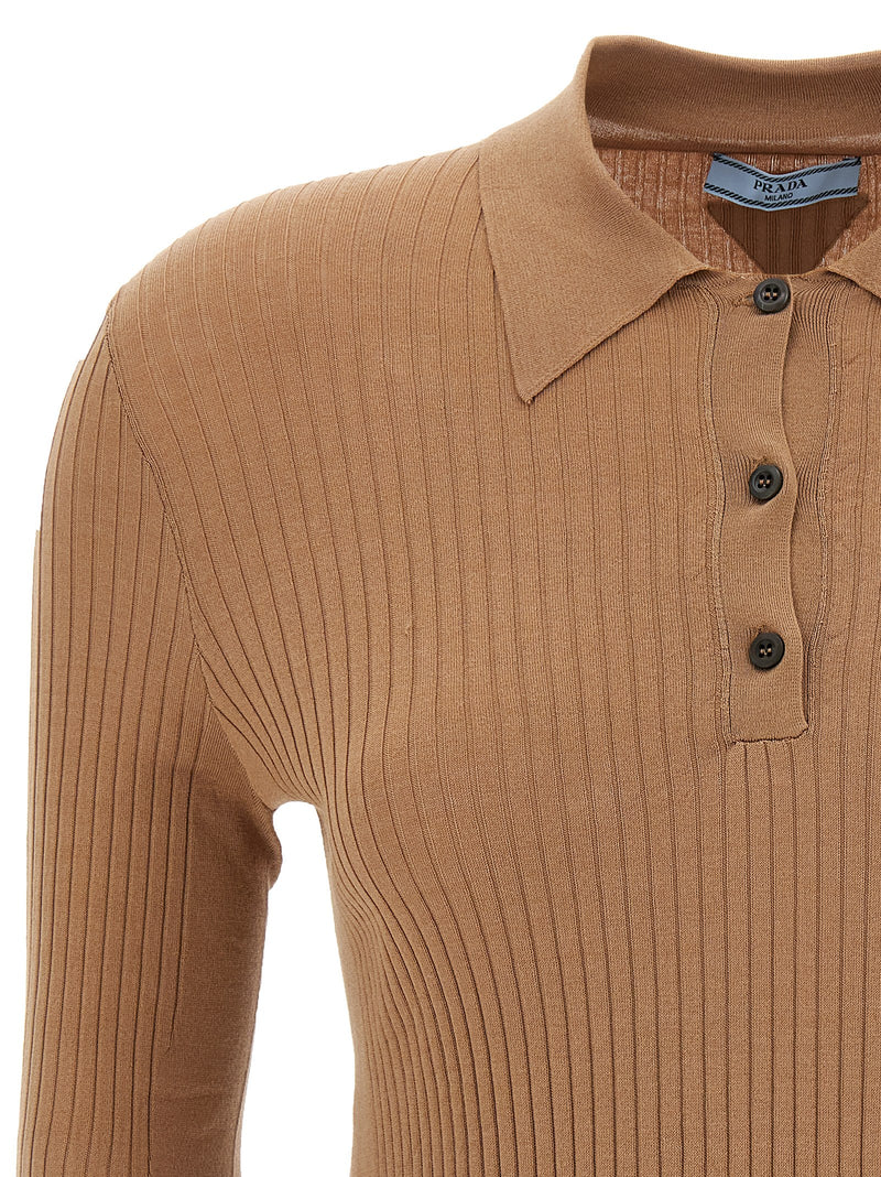 Prada Beige Cotton Polo Shirt - Luxury Women's Fashion