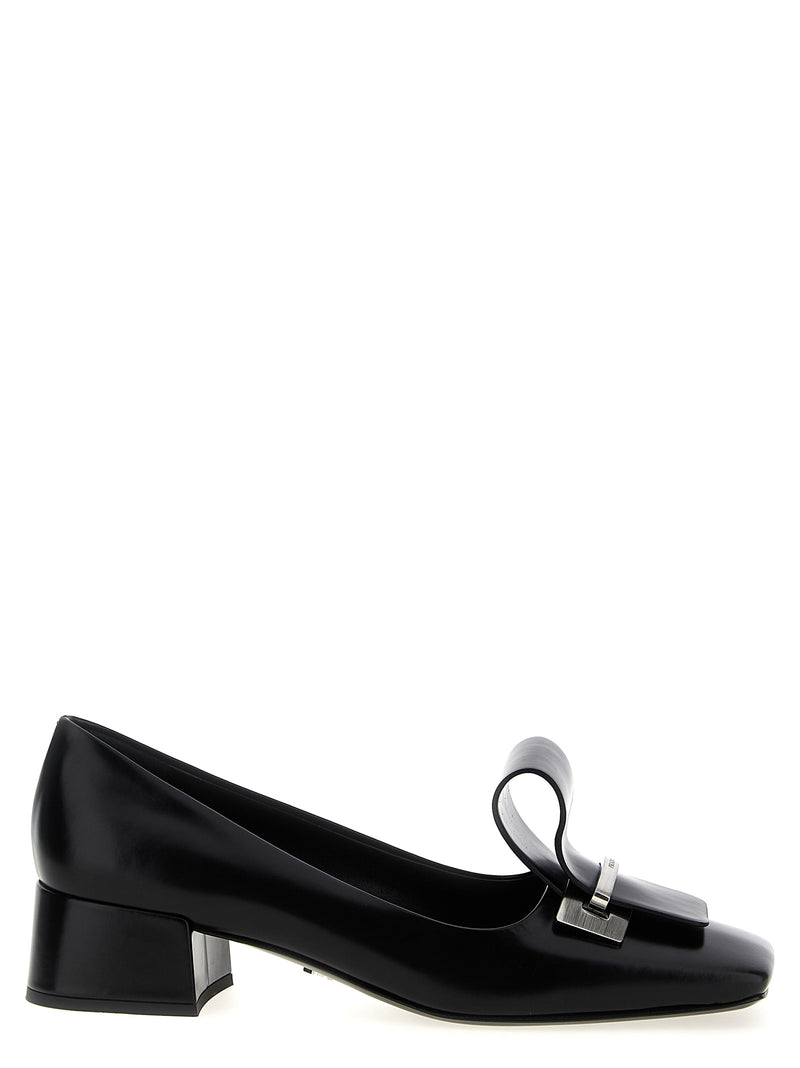 Prada Black Calfskin Mid Heel Pumps for Women