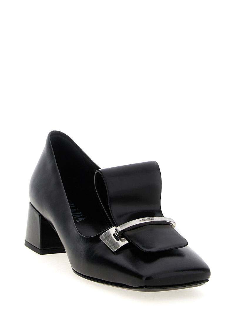 Prada Black Calfskin Mid Heel Pumps for Women