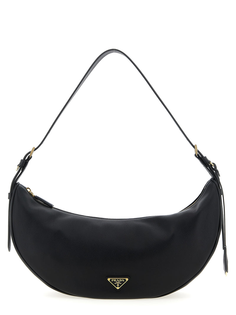 Prada Demi-lune Black Calfskin Shoulder Bag