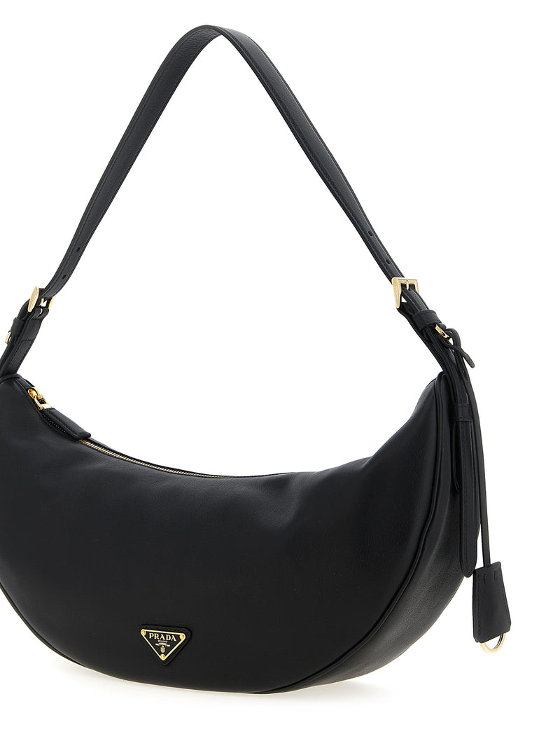 Prada Demi-lune Black Calfskin Shoulder Bag
