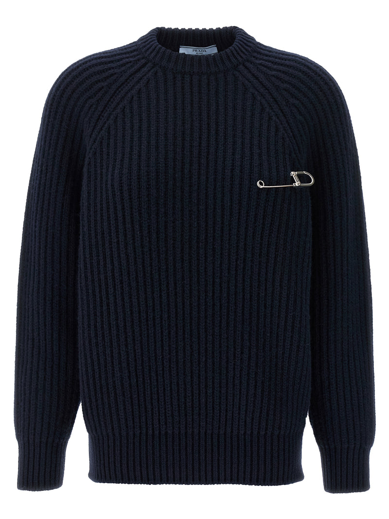 Prada Blue Virgin Wool Cardigan for Women