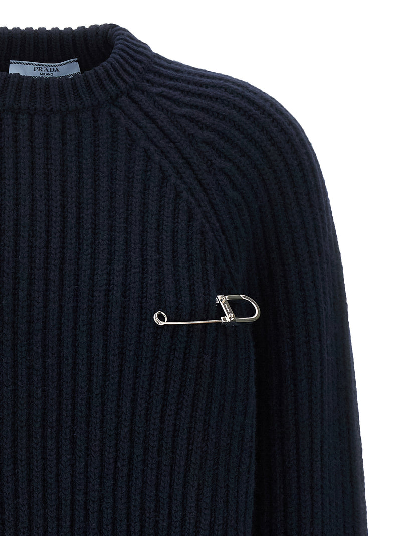 Prada Blue Virgin Wool Cardigan for Women