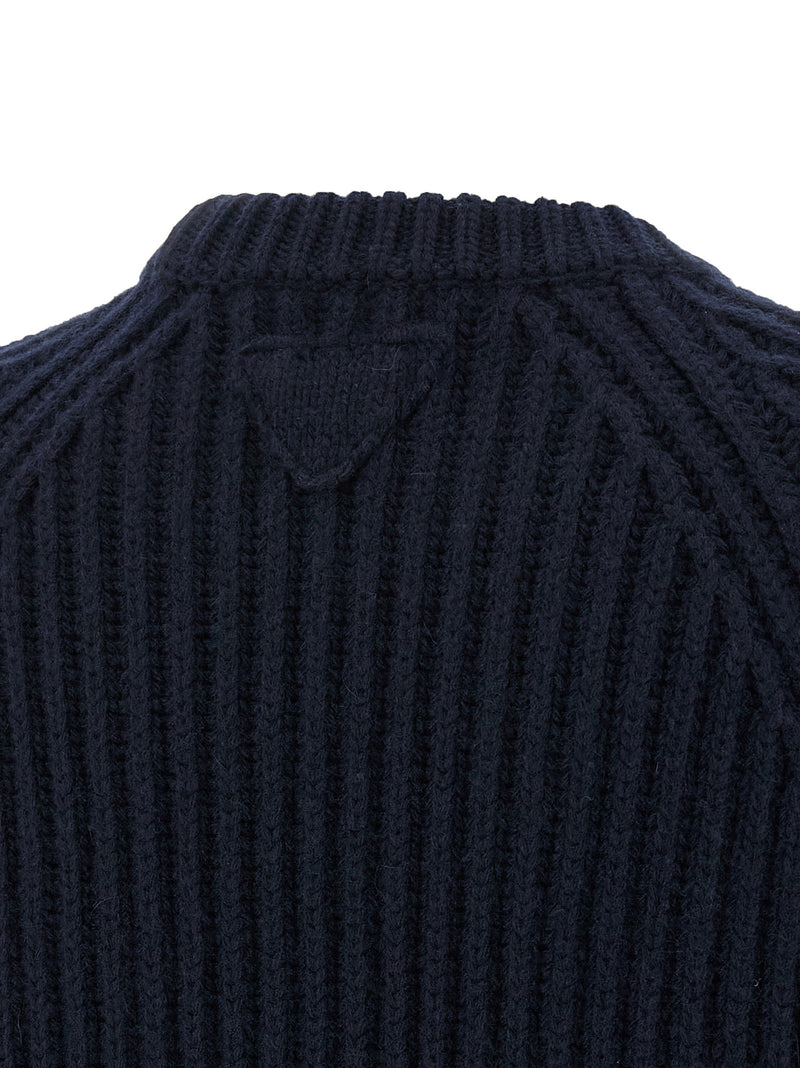 Prada Blue Virgin Wool Cardigan for Women