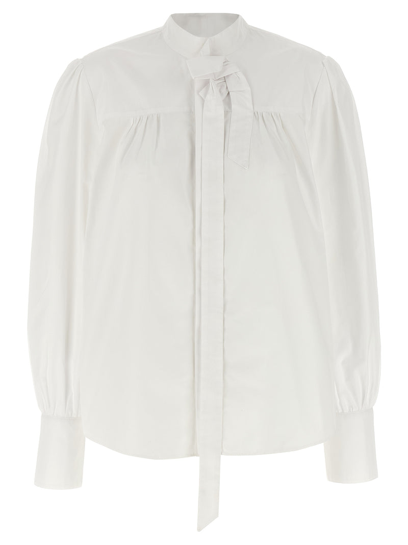 Prada White Cotton Blouse with Bow Detail