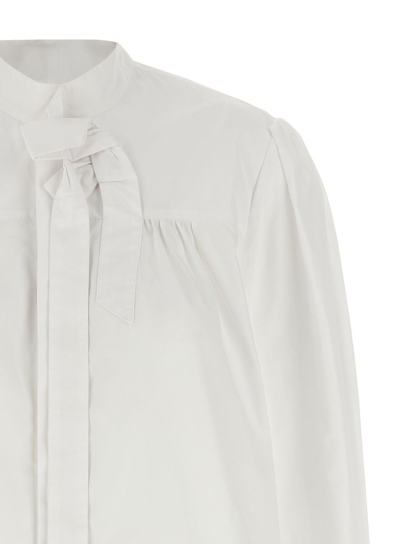 Prada White Cotton Blouse with Bow Detail