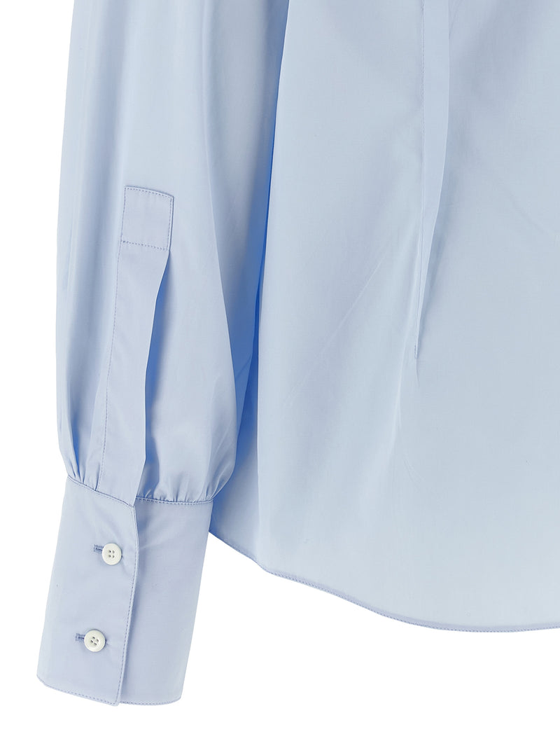 Prada Blue Cotton Blouse with Lavallière Collar