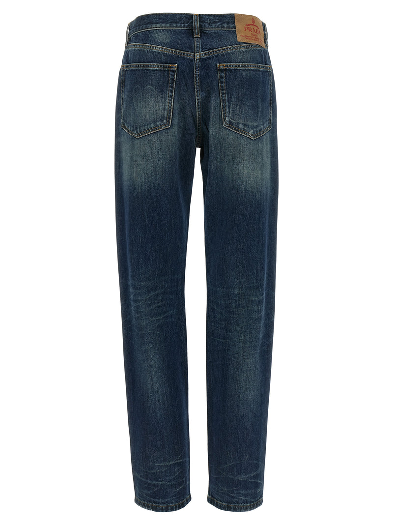 Prada Blue Cotton Straight-Leg Jeans for Women