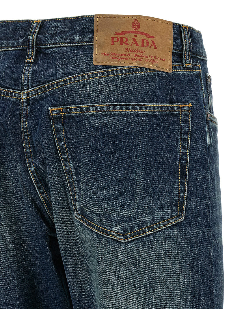 Prada Blue Cotton Straight-Leg Jeans for Women