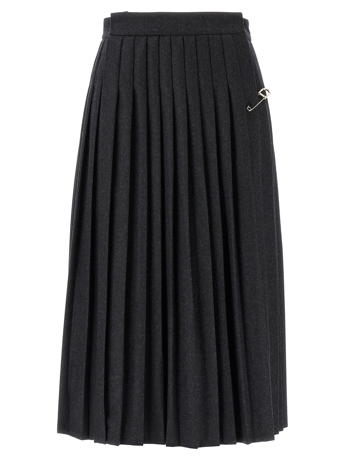 Prada Gray Virgin Wool Midi Skirt