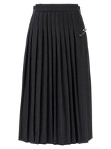 Prada Gray Virgin Wool Midi Skirt