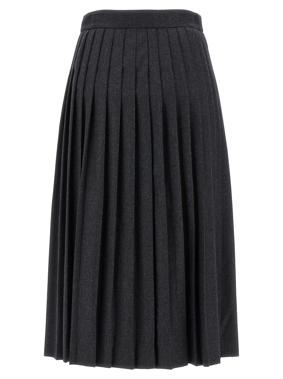 Prada Gray Virgin Wool Midi Skirt