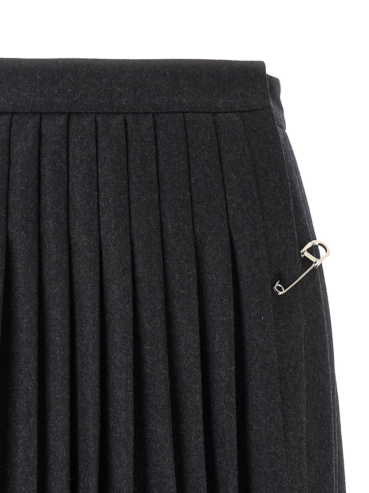 Prada Gray Virgin Wool Midi Skirt