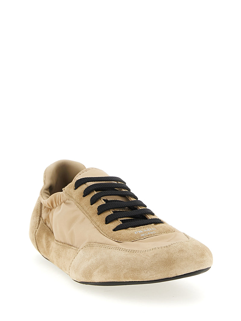 Prada Beige Polyamide Collapse Athletic Sneakers for Women