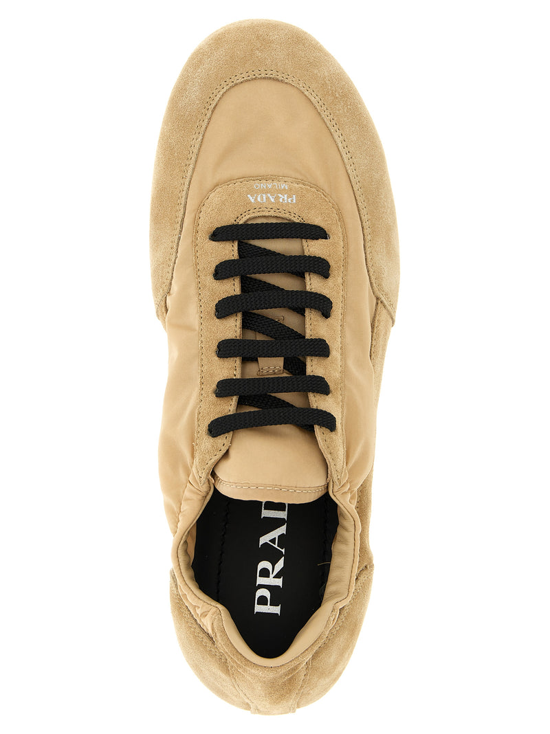 Prada Beige Polyamide Collapse Athletic Sneakers for Women