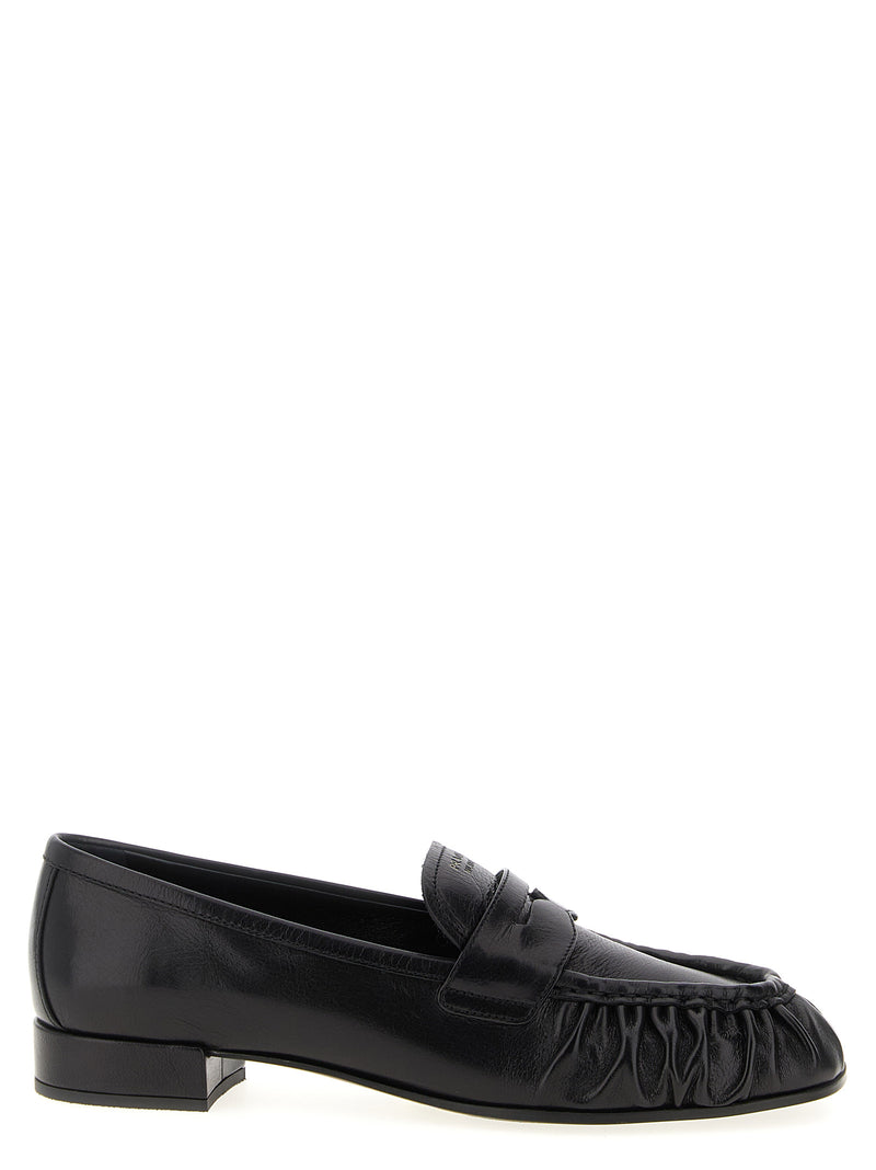 Prada Black Buffalo Leather Slip-On Loafers for Women