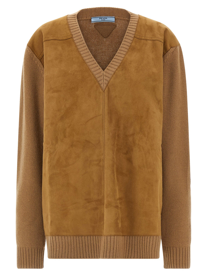 Prada Brown Virgin Wool Cardigan for Women
