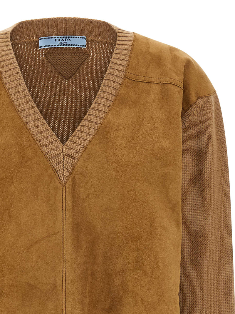 Prada Brown Virgin Wool Cardigan for Women