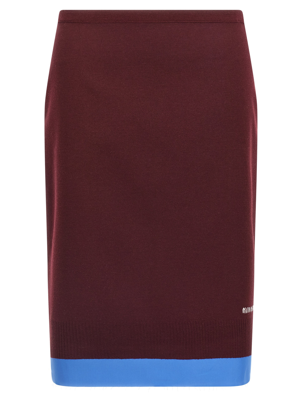 Miu Miu Bordeaux Virgin Wool Midi Skirt