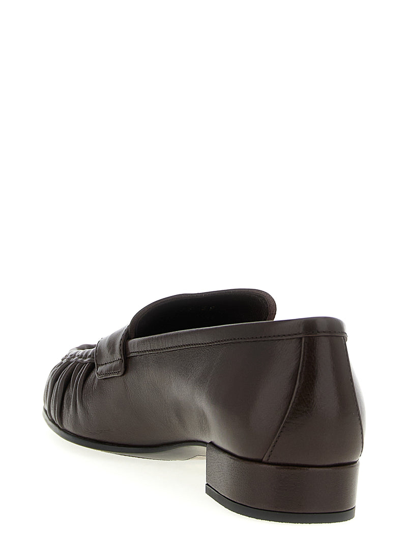 Prada Brown Buffalo Leather Slip-On Loafers for Women