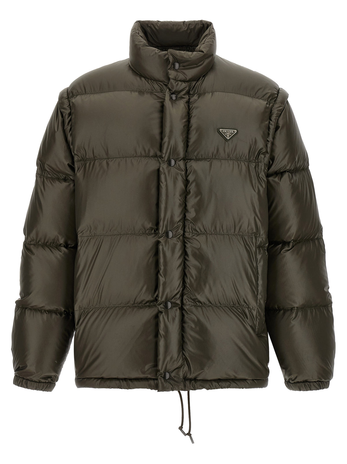 Prada Gray Recycled Polyamide Full-Length Jacket