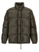Prada Gray Recycled Polyamide Full-Length Jacket