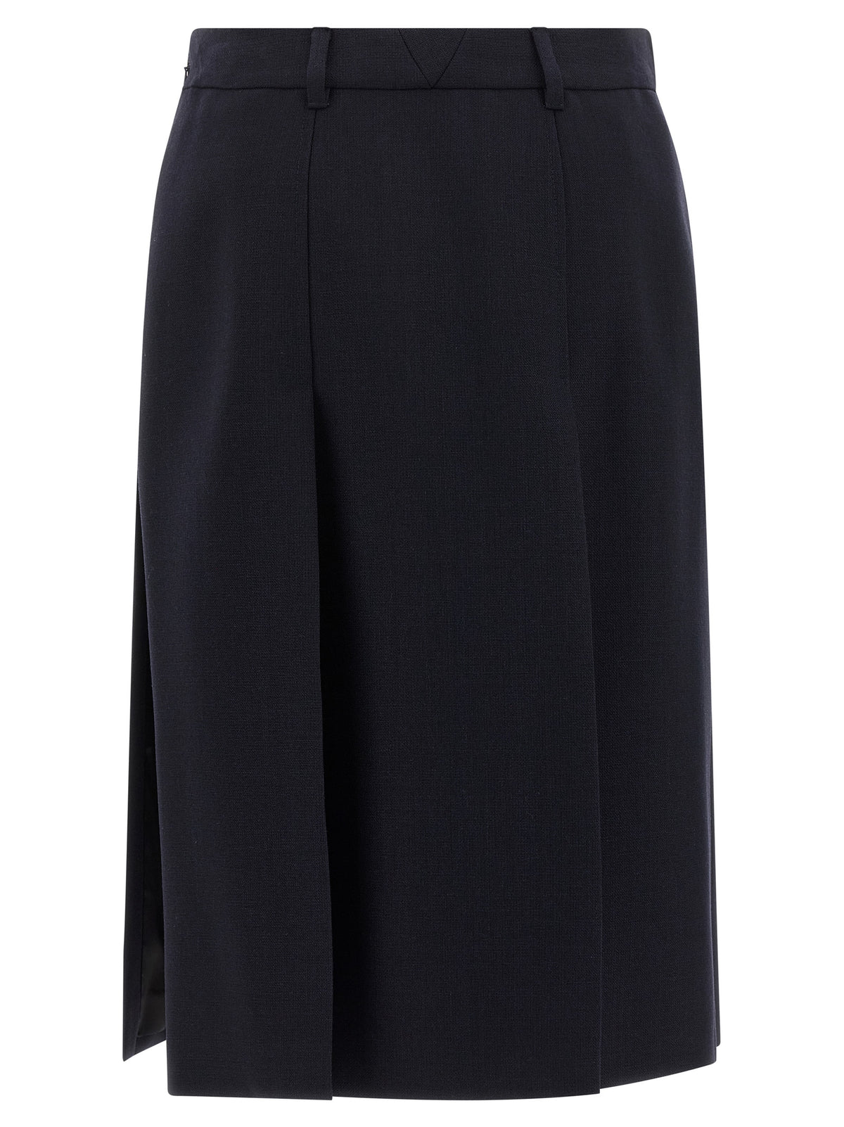 Prada Blue Virgin Wool Midi Skirt