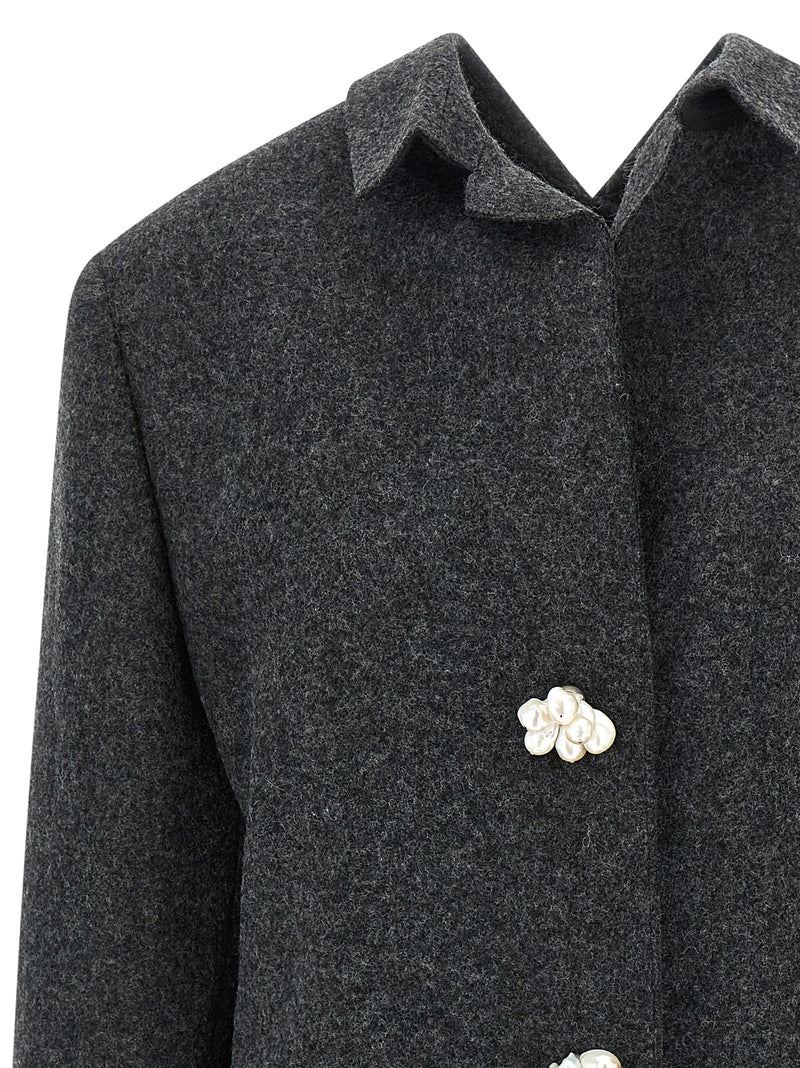 Prada Gray Virgin Wool Coat - Elegant Winter Outerwear