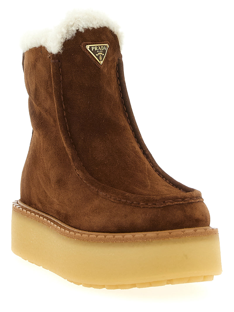 Prada Brown Calfskin Ankle Boots for Women