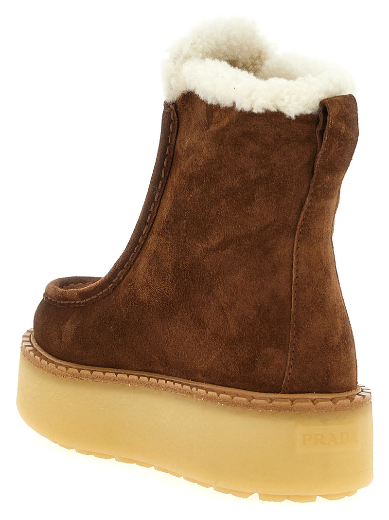 Prada Brown Calfskin Ankle Boots for Women