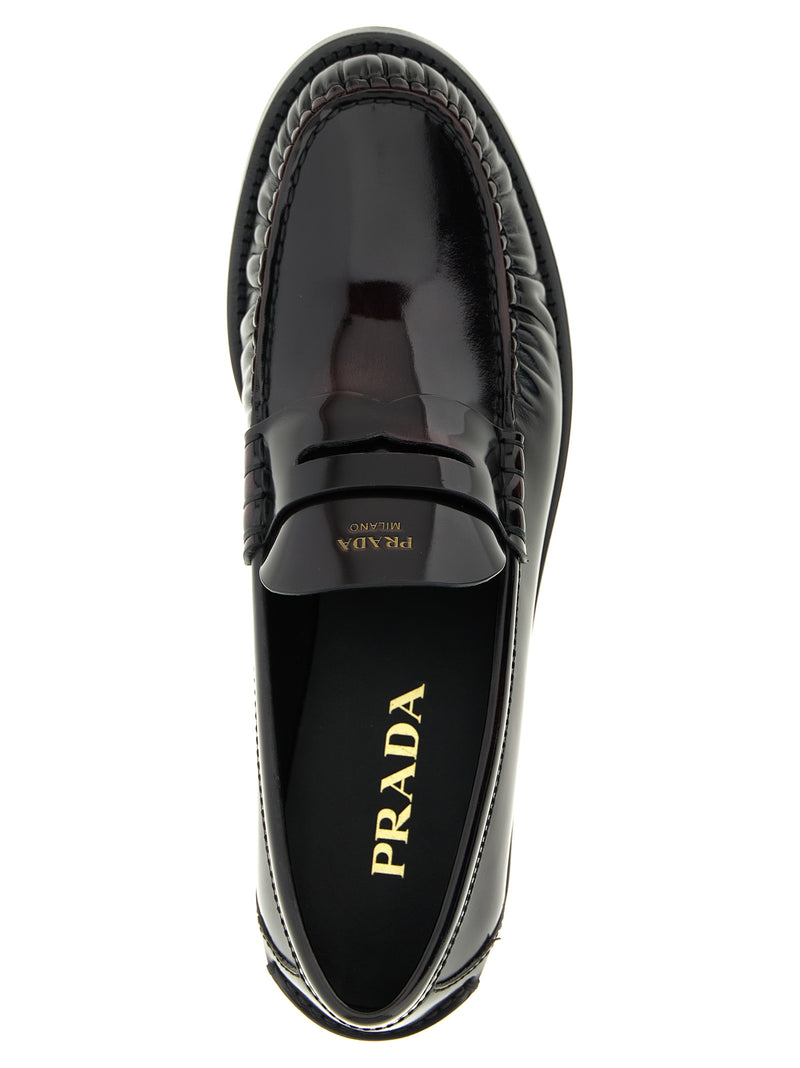 Prada Bordeaux Calfskin Slip-On Loafers