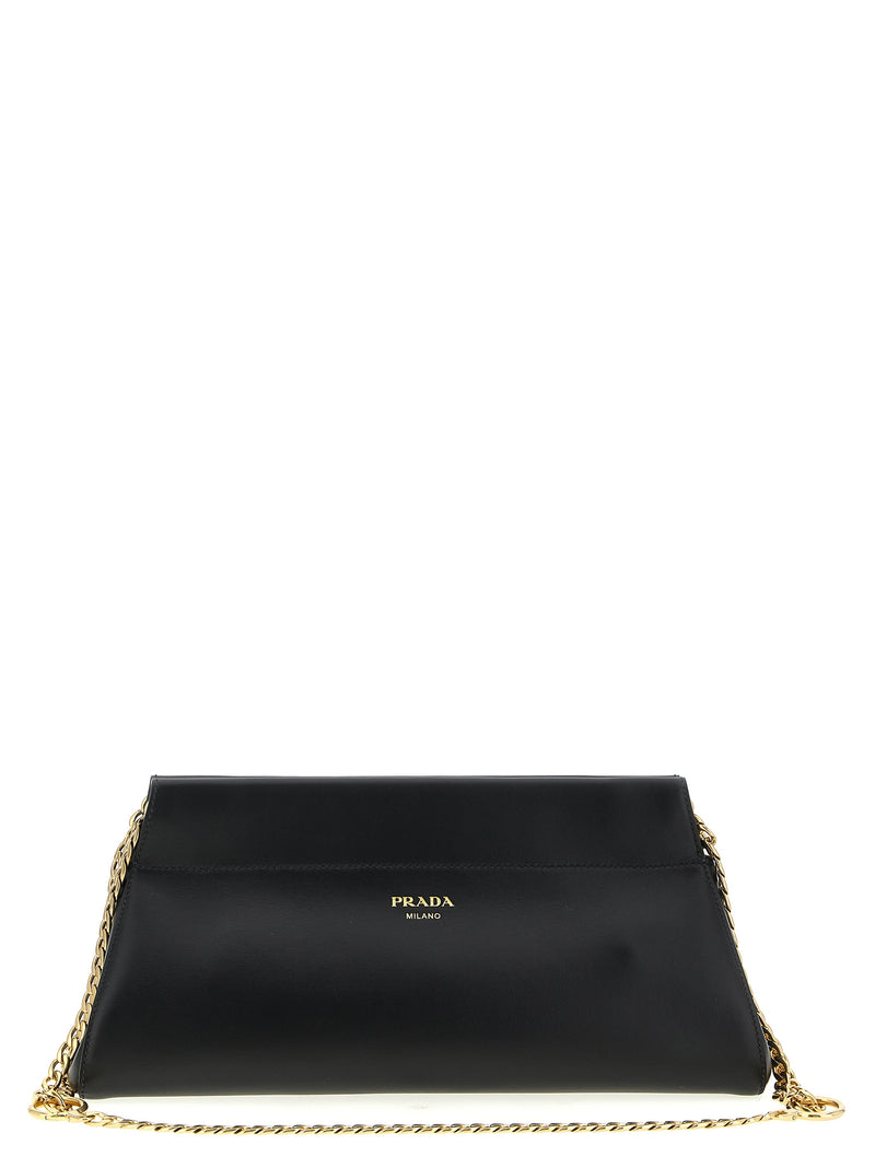 Prada Black Calfskin Enchaîné Medium Shoulder Bag
