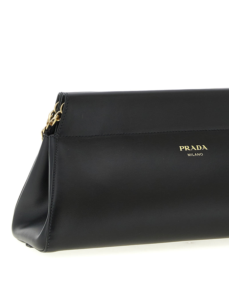 Prada Black Calfskin Enchaîné Medium Shoulder Bag