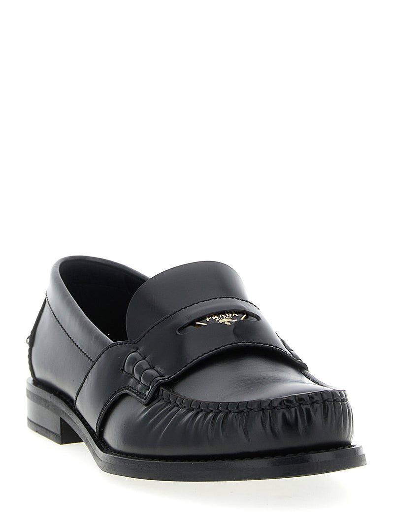 Prada Black Calfskin Slip-On Loafers for Women