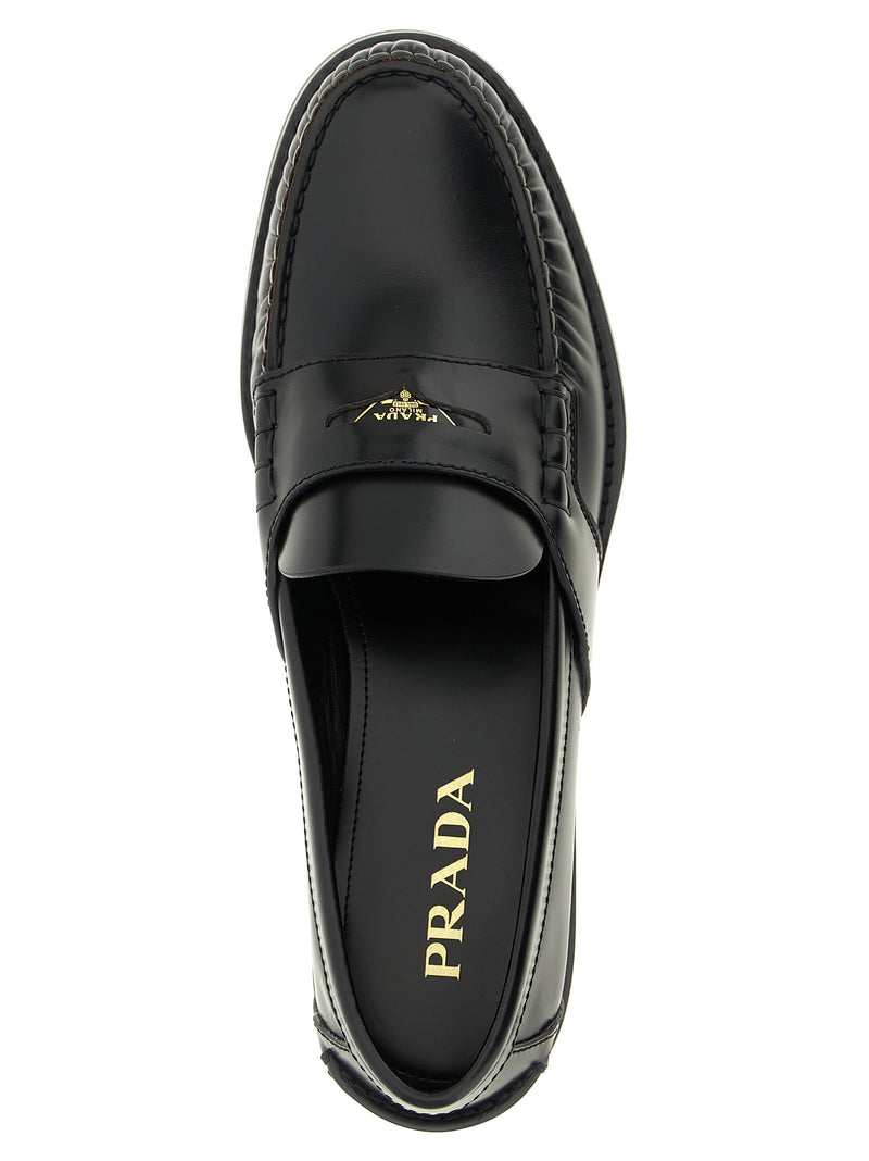 Prada Black Calfskin Slip-On Loafers for Women