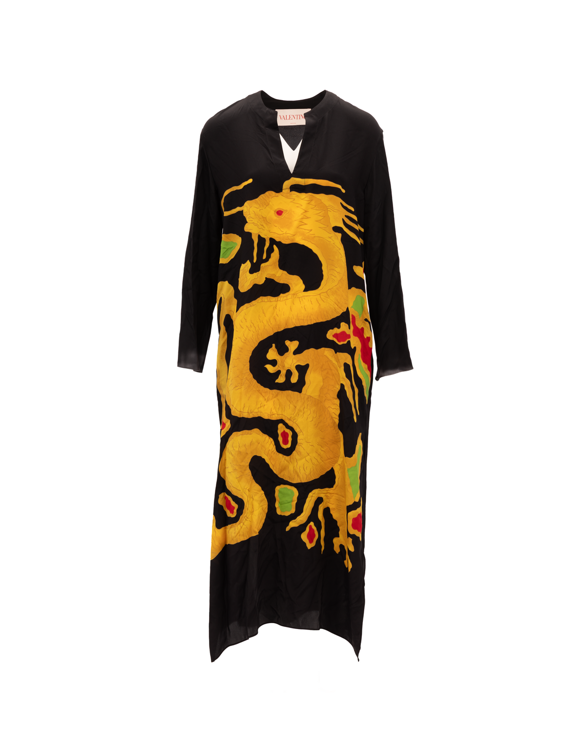 Valentino Garavani Dragon Embroidery Gown Dress in Black and Yellow