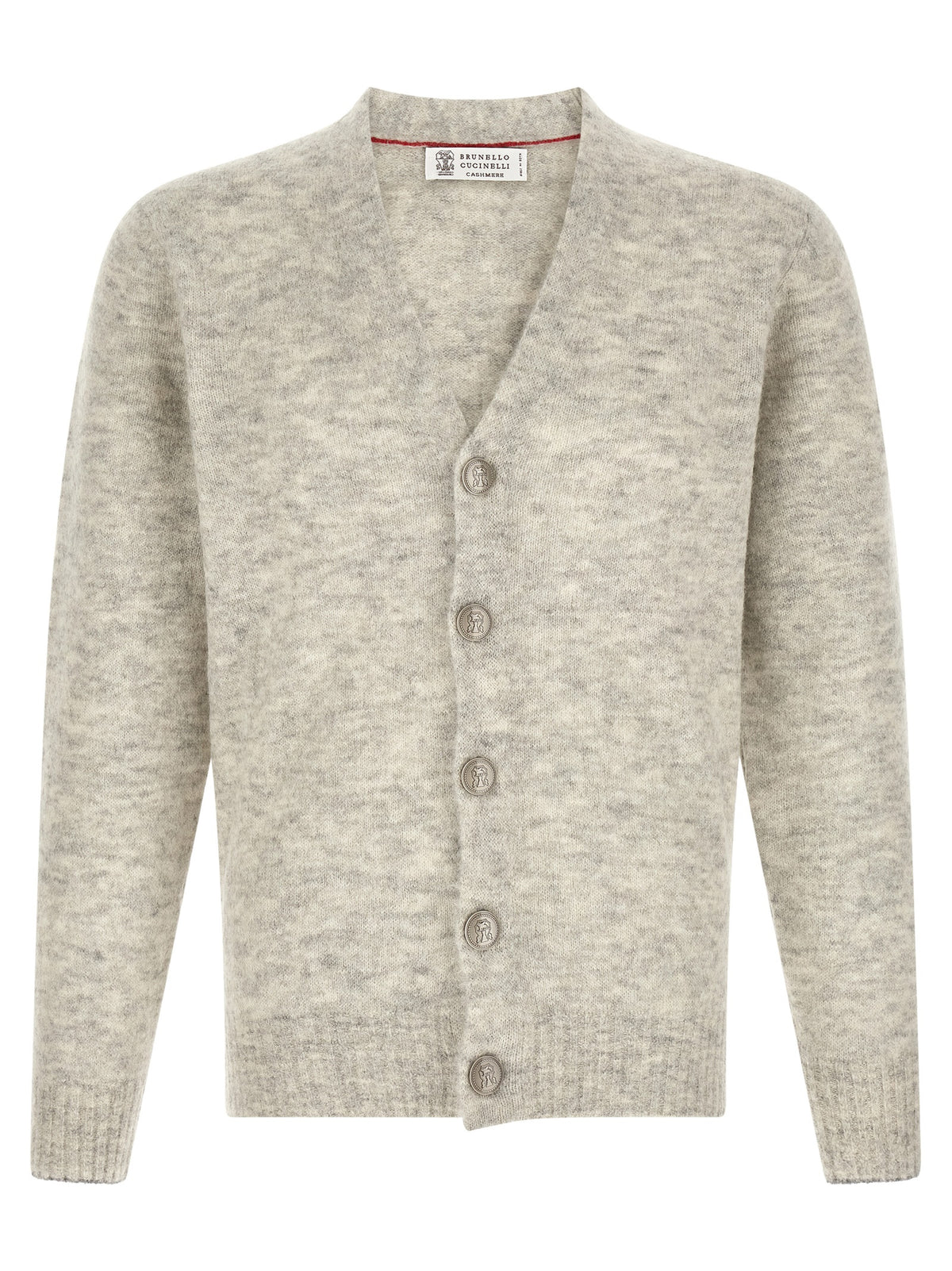 Brunello Cucinelli Gray Alpaca Leather Cardigan