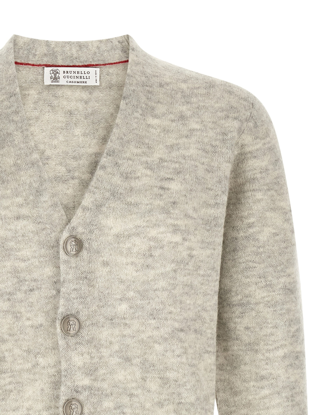 Brunello Cucinelli Gray Alpaca Leather Cardigan