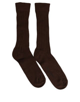 Dolce & Gabbana Dark Brown Nylon Ribbed Over The Calf Socks