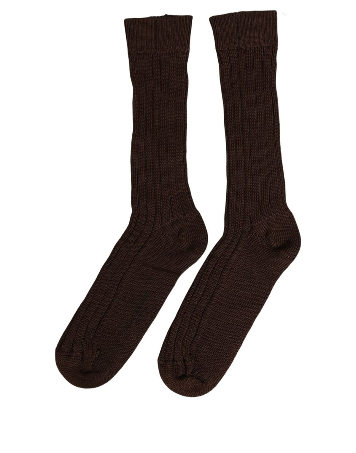 Dolce & Gabbana Dark Brown Nylon Ribbed Over The Calf Socks