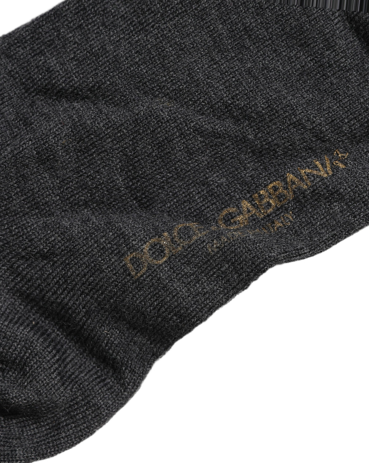 Dolce & Gabbana Dark Gray Knee High Wool Socks